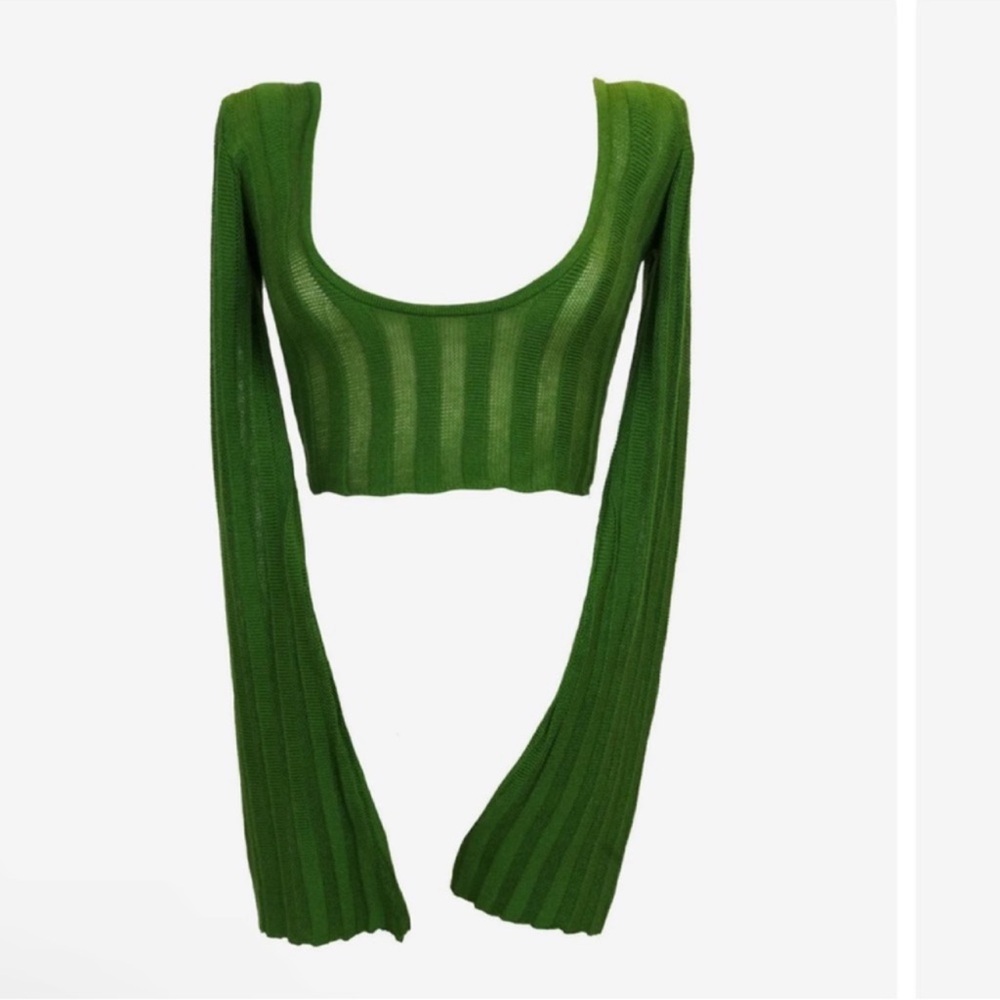 HEAVY MANNERS 'Money Green' Little Miss Cozy Knit Top - Picture 11 of 11